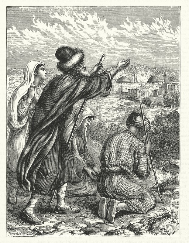 Jødiske pilegrimer i sikte av Jerusalem (gravering) av William James Webbe