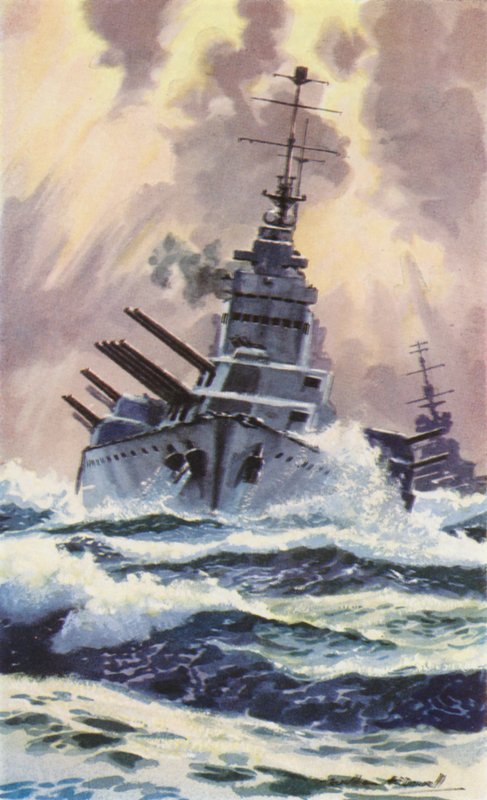 British Capital Ship (farge litho) av William John Patton McDowell