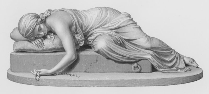 Beatrici Cenci, gravert av W Roffe fra skulpturen av Harriet Hosmer (gravering) av William John Roffe