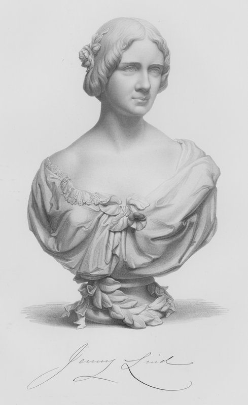 Jenny Lind, fra bysten av J Durham, gravert av W Roffe fra en tegning av F Roffe (gravering) av William John Roffe
