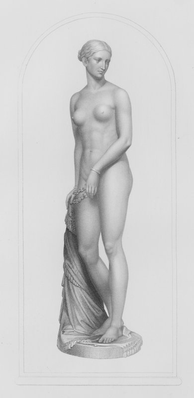 Den greske slaven, gravert av W Roffe fra statuen i marmor av Hiram Powers (gravering) av William John Roffe