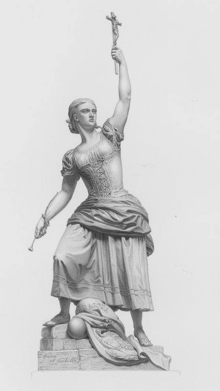 The Maid of Saragossa, gravert av W Roffe fra statuen av J Bell (gravering) av William John Roffe