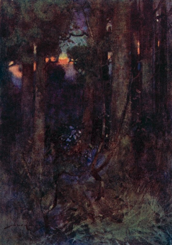 Illustrasjon for The Deserted Village av Oliver Goldsmith (farge litho) av William Lee Hankey