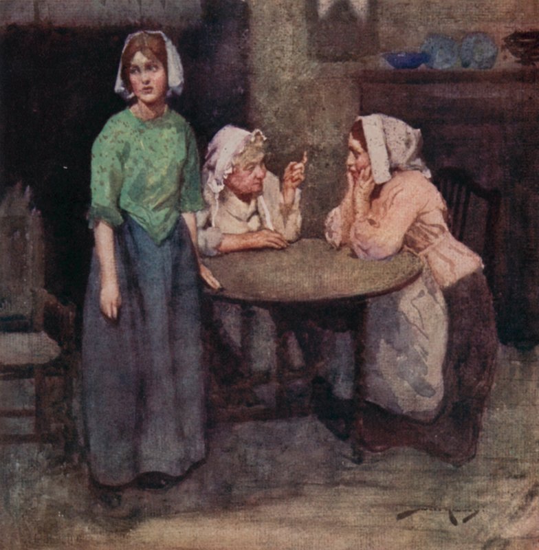 Illustrasjon for The Deserted Village av Oliver Goldsmith (farge litho) av William Lee Hankey