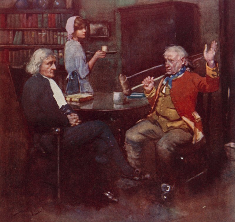 Illustrasjon for The Deserted Village av Oliver Goldsmith (farge litho) av William Lee Hankey