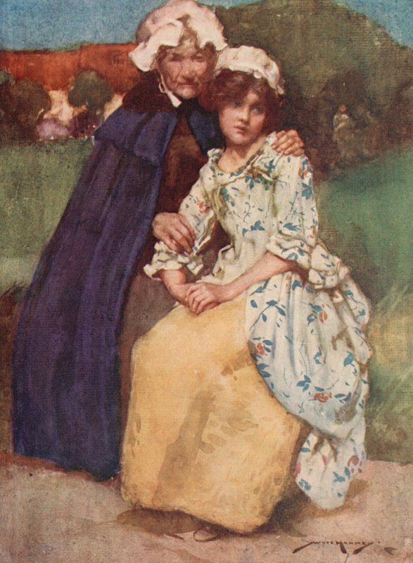 Illustrasjon for The Deserted Village av Oliver Goldsmith (farge litho) av William Lee Hankey