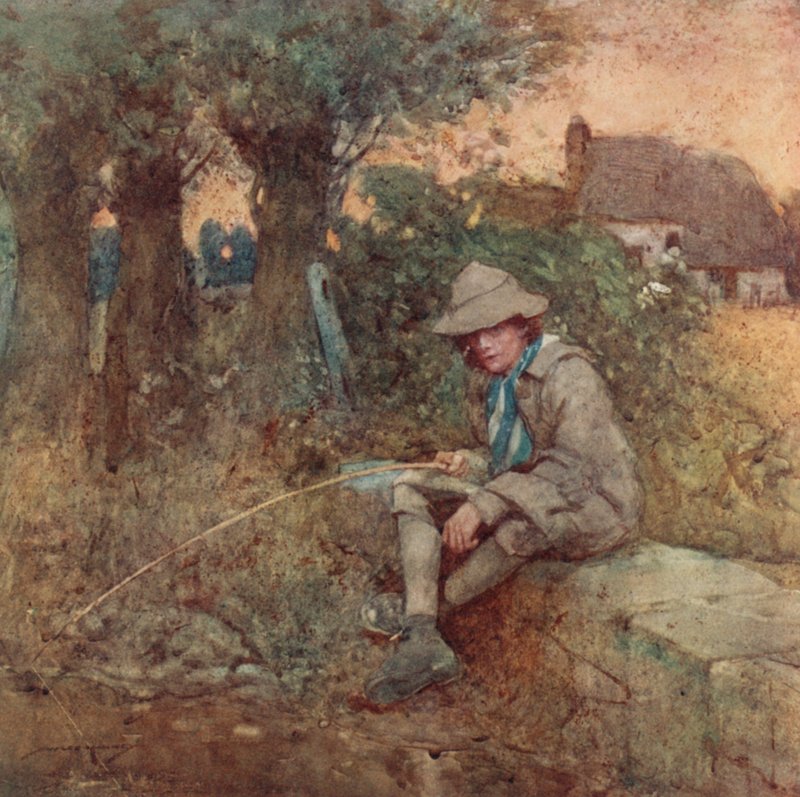 Illustrasjon for The Deserted Village av Oliver Goldsmith (farge litho) av William Lee Hankey