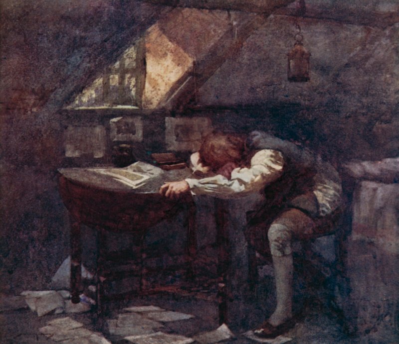 Illustrasjon for The Deserted Village av Oliver Goldsmith (farge litho) av William Lee Hankey