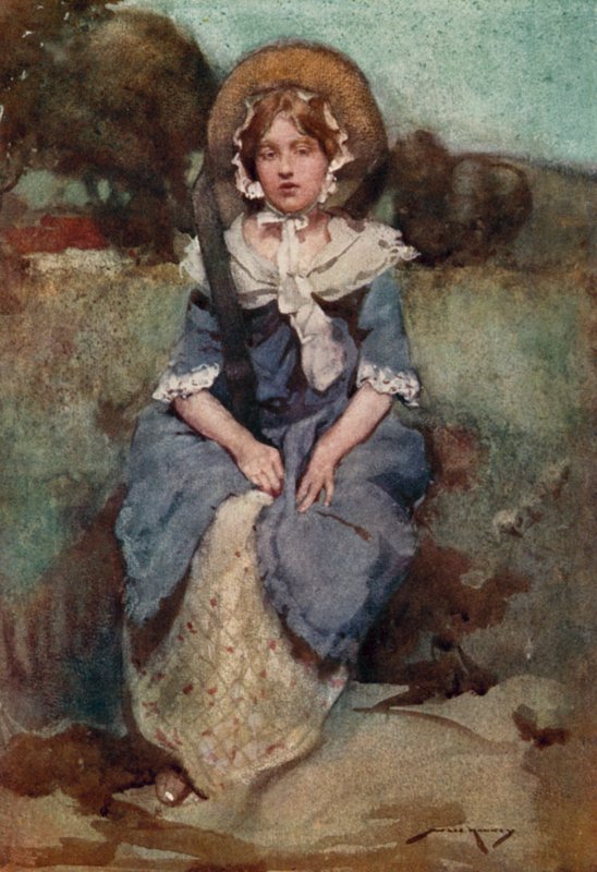 Illustrasjon for The Deserted Village av Oliver Goldsmith (farge litho) av William Lee Hankey