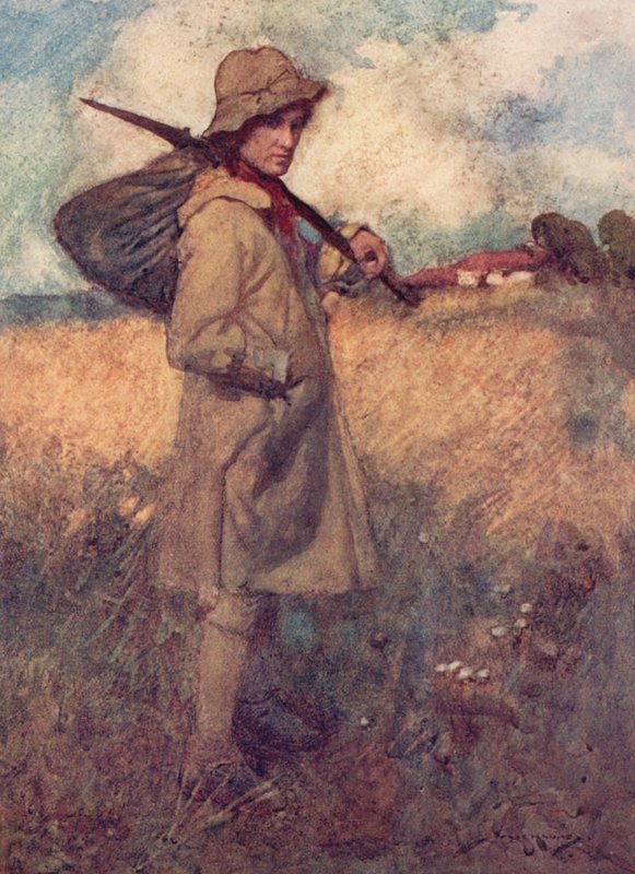 Illustrasjon for The Deserted Village av Oliver Goldsmith (farge litho) av William Lee Hankey