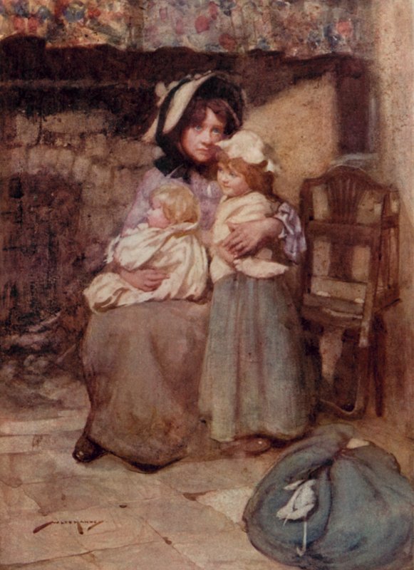 Illustrasjon for The Deserted Village av Oliver Goldsmith (farge litho) av William Lee Hankey
