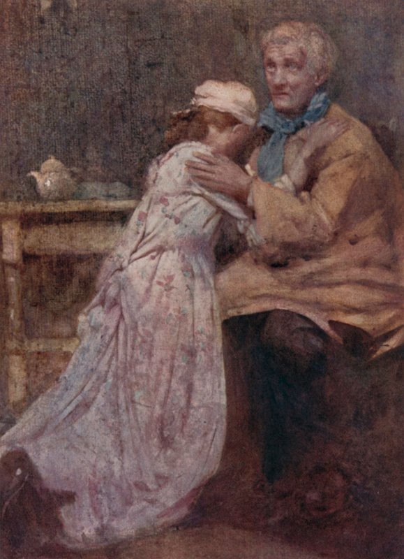 Illustrasjon for The Deserted Village av Oliver Goldsmith (farge litho) av William Lee Hankey
