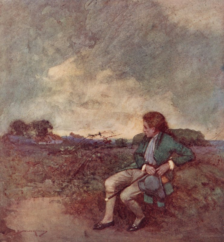 Illustrasjon for The Deserted Village av Oliver Goldsmith (farge litho) av William Lee Hankey