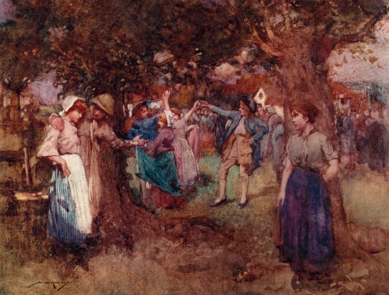Illustrasjon for The Deserted Village av Oliver Goldsmith (farge litho) av William Lee Hankey