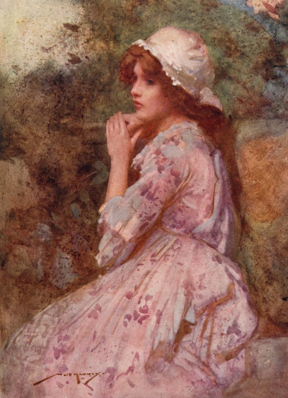 Illustrasjon for The Deserted Village av Oliver Goldsmith (farge litho) av William Lee Hankey
