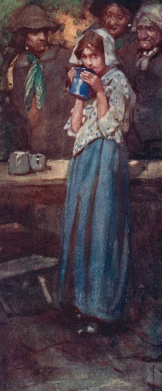 Illustrasjon for The Deserted Village av Oliver Goldsmith (farge litho) av William Lee Hankey