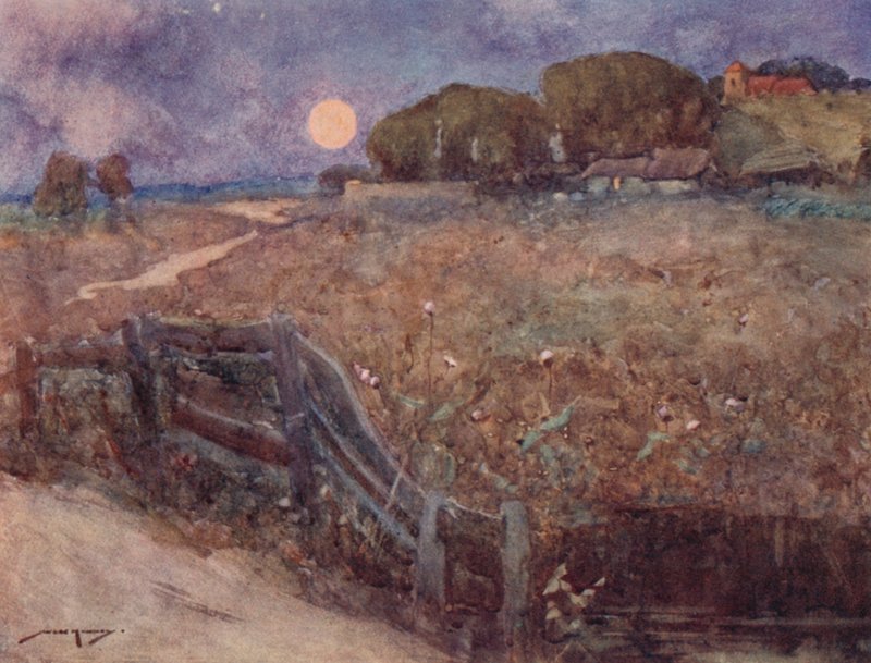 Illustrasjon for The Deserted Village av Oliver Goldsmith (farge litho) av William Lee Hankey