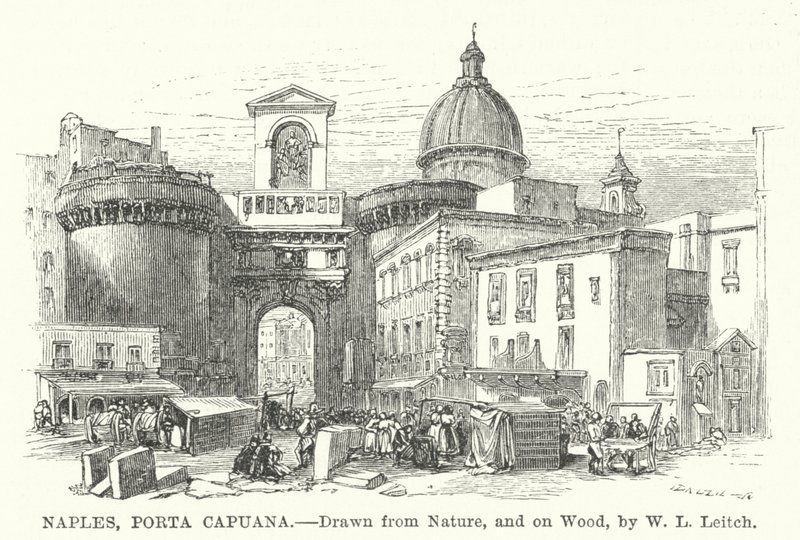 Napoli, Porta Capuana (gravering) av William Leighton (after) Leitch