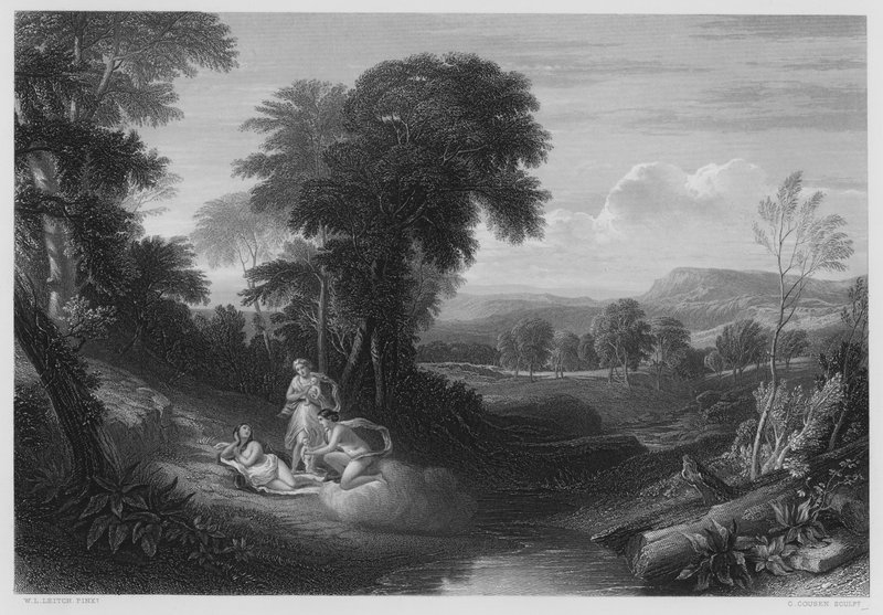 Fødselen til Belphoebe og Amorett, fra bildet i Royal Collection (gravering) av William Leighton (after) Leitch