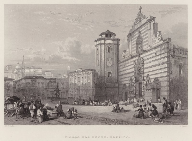 Piazza Del Duomo, Messina (gravering) av William Leighton Leitch
