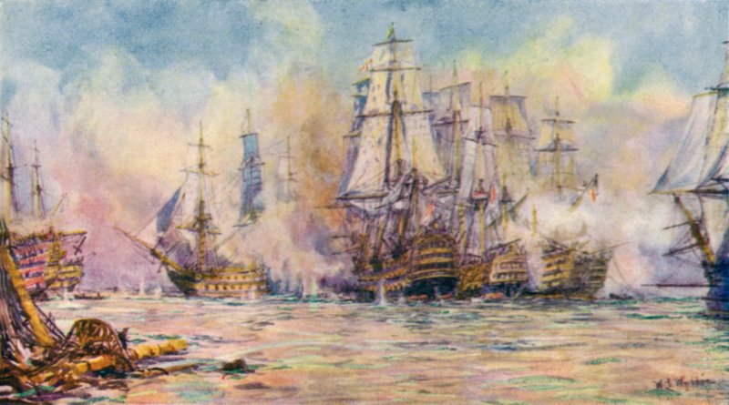 Slaget ved Trafalgar av William Lionel (after) Wyllie