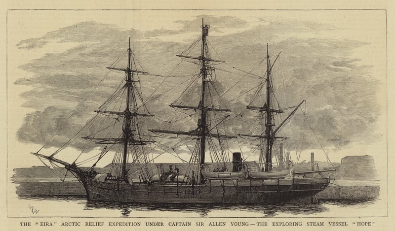 Eira Arctic Relief Expedition under kaptein Sir Allen Young, Exploring Steam Vessel Hope av William Lionel Wyllie