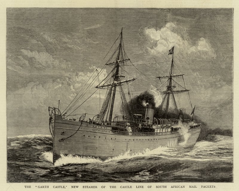 Garth Castle, New Steamer of the Castle Line of South African Mail Packets av William Lionel Wyllie