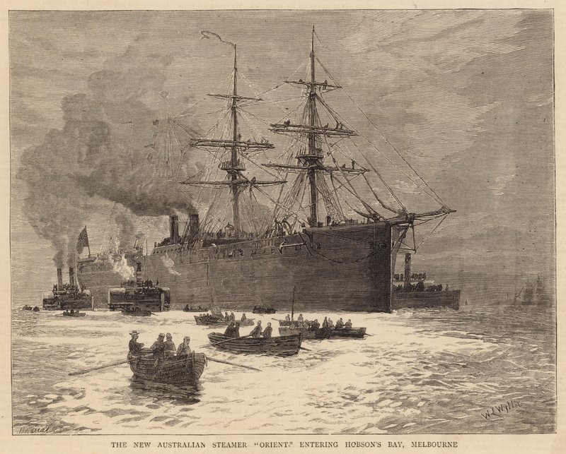 The New Australian Steamer Orient kommer inn i Hobson