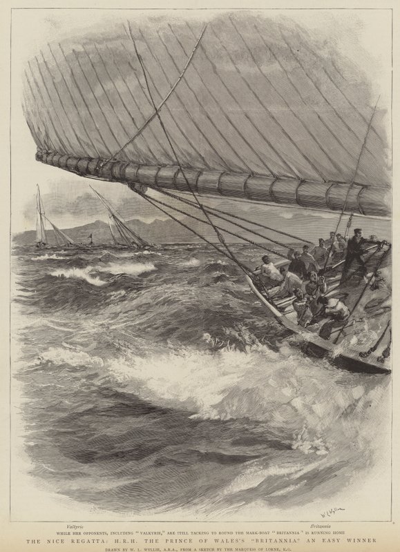 Nice-regattaen, HKH Prinsen av Wales' Britannia og enkel vinner av William Lionel Wyllie