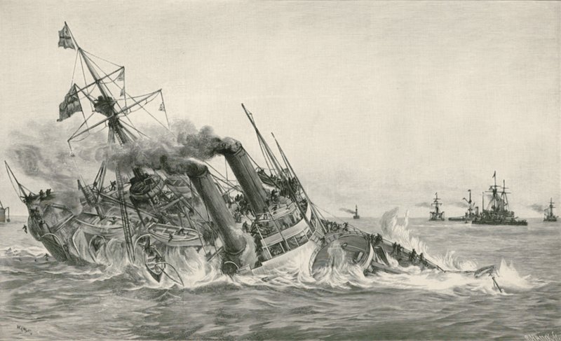 Senkingen av H. M. S. Victoria etter kollisjon med H. M. S. Camperdown av William Lionel Wyllie