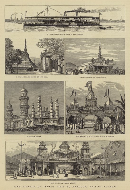 Visekongen av Indias besøk i Rangoon, Britiske Burmah av William Lionel Wyllie