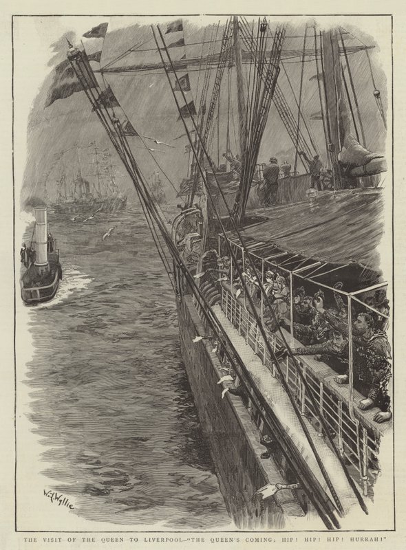 Dronningens besøk til Liverpool, Dronningen kommer, Hipp! Hofte! Hurra! av William Lionel Wyllie