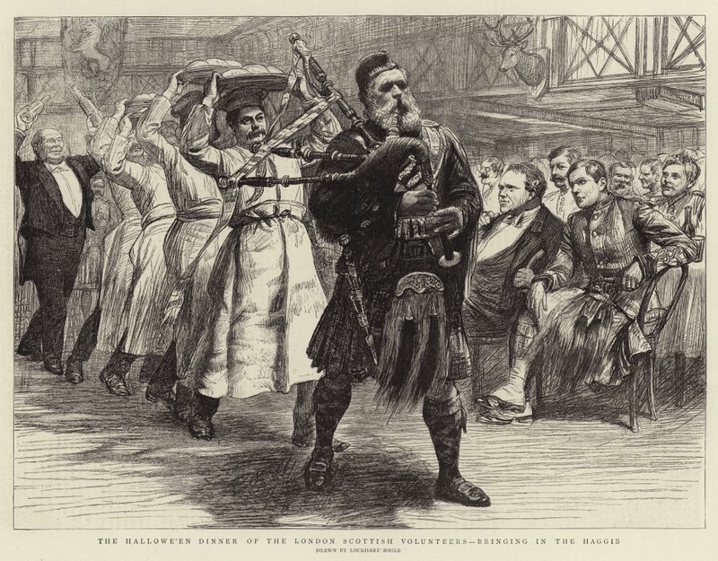 The Halloween Dinner of the London Scottish Volunteers, bringer inn Haggis av William Lockhart Bogle