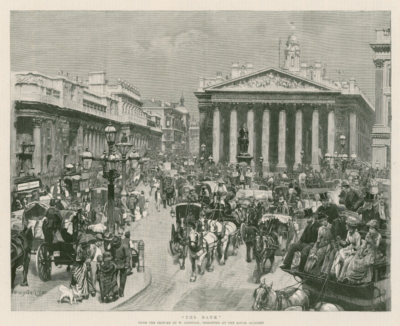 The Bank, fra et bilde av W Logsdail, stilt ut på Royal Academy (gravering) av William Logsdail