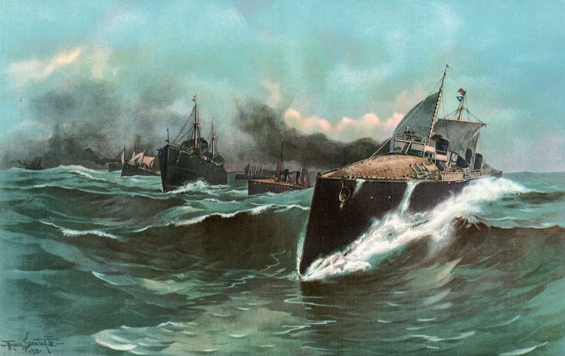 Spanias torpedobåtflotilje på vei fra Kanariøyene til Puerto Rico av William Louis Jnr. Sonntag