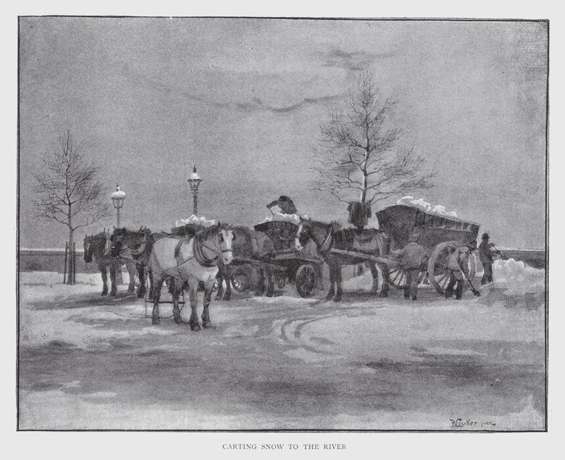 Carting Snow to the River (litho) av William Luker