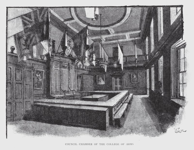 Council Chamber of College of Arms (litho) av William Luker