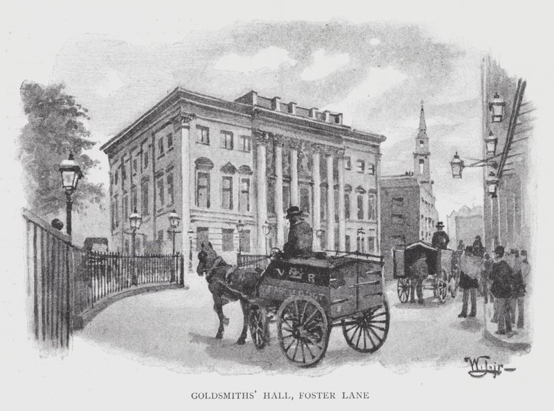 Goldsmiths' Hall, Foster Lane (litho) av William Luker