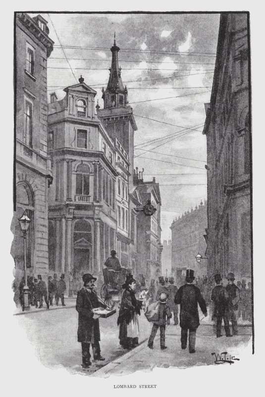 Lombard Street (litho) av William Luker