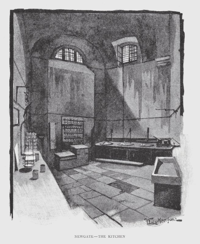 Newgate, kjøkkenet (litho) av William Luker