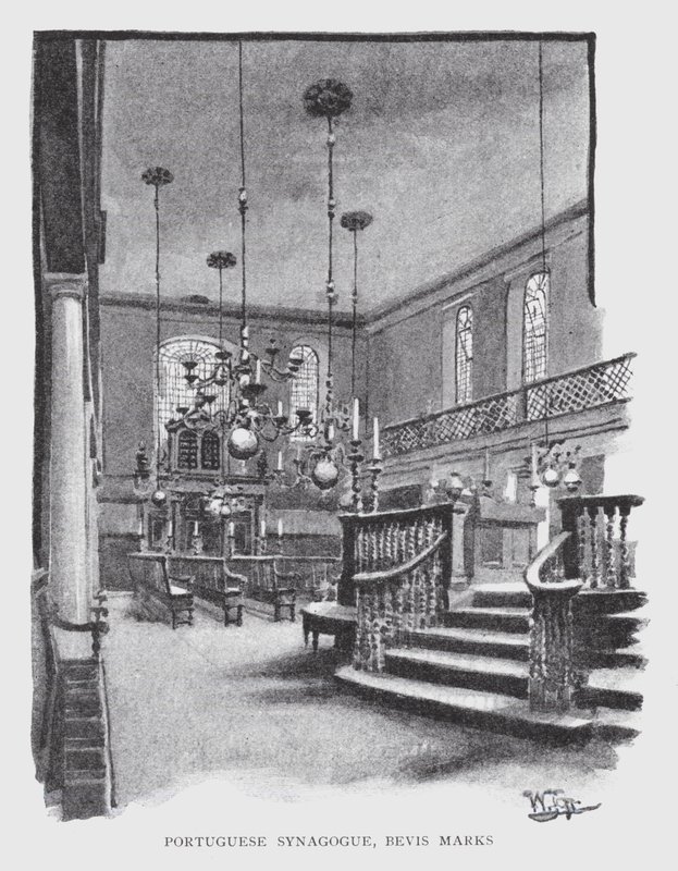 Portugisisk synagoge, Bevis Marks (litho) av William Luker