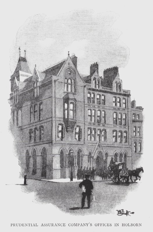Prudential Assurance Companys kontorer i Holborn (litho) av William Luker