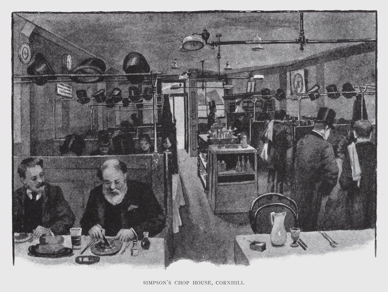 Simpsons Chop House, Cornhill (litho) av William Luker