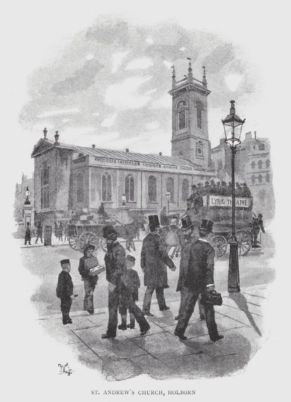 St Andrews kirke, Holborn (litho) av William Luker