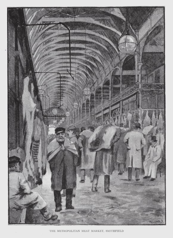 The Metropolitan Meat Market, Smithfield (litho) av William Luker