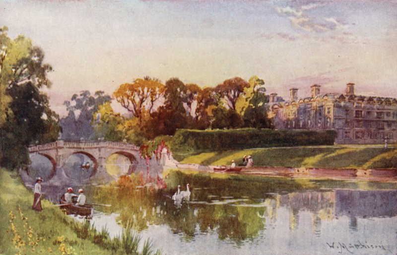 Clare College og Bridge fra Cam, Autumn Evening av William Matthison