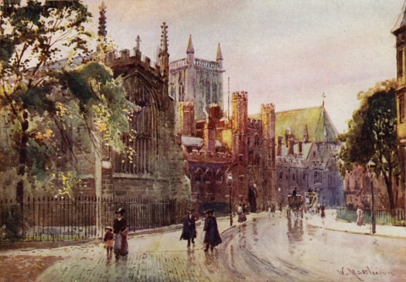 St Johns College Gateway og Tower fra Trinity Street av William Matthison