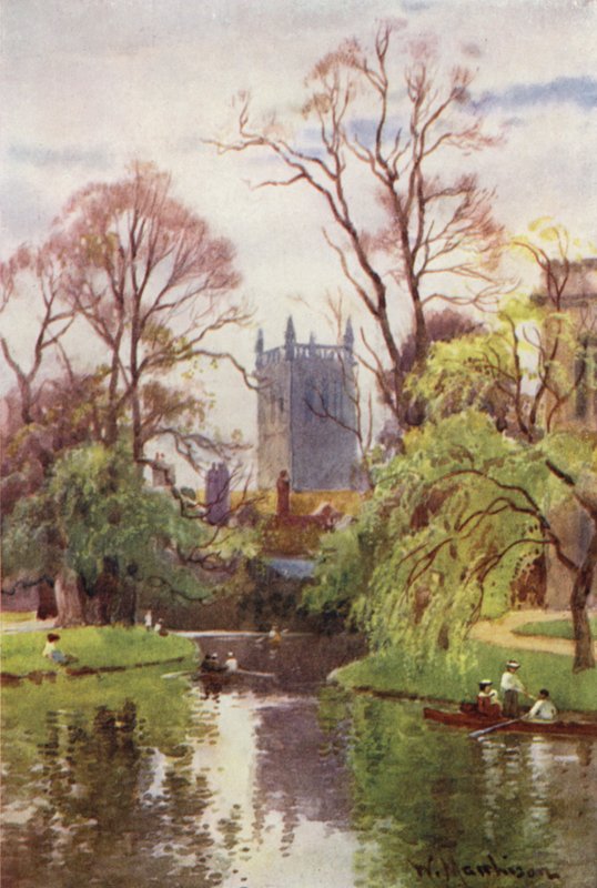 Tower of St Johns College Chapel fra elven av William Matthison