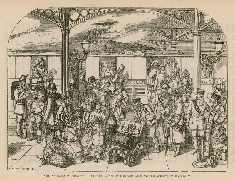 Parlamentarisk tog: Plattform for London og North-Western Railway, London av William McConnell
