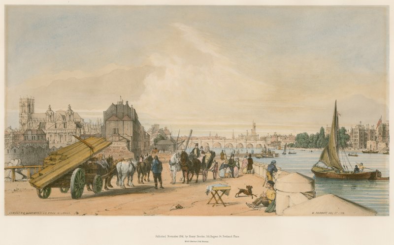 Lambeth og Westminster fra Milbank av William Parrott